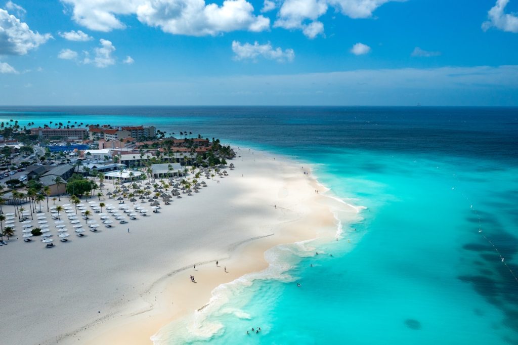 Aerial view of Eagle Beach, Aruba